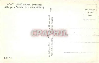 Mont Saint-Michel (Manche) — Abbaye - Galerie du cloître (XIIIe s.) — Les Éditions d'Art Interdite — Verso