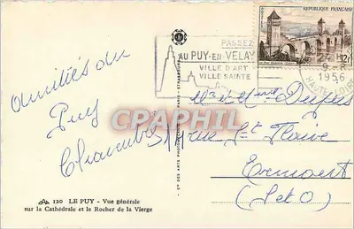 Le Puy-en-Velay — Vista generale sulla Cattedrale e sul Rocher de la Vierge — C° des Arts Photo-Strasbourg — Verso
