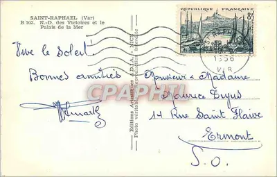 Saint-Raphaël (Var) — N.-D. das Vitórias e o Palácio do Mar — Éditions Artistiques A.D.I.A. — Verso