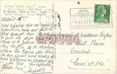 Vichy — miejsce turystyczne i wodne — n° 3.310.59 — Rewers