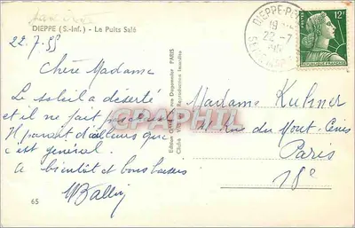 Dieppe (S.-Inf.) - O Poço Salgado — Edição G. Dugommier, n°65 — Verso