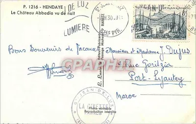 Zamek Abbadia — widok z nocy — Lavielle — Rewers
