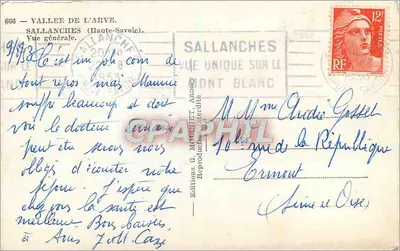 Sallanches — Vista geral — Edições G. Maurellet, Annecy — Verso