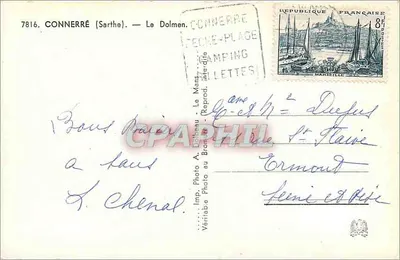 O Dolmen de Connerre — Sarthe — Imp. Photo A. Dobeau - Le Mans — Verso