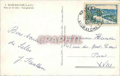 Ponte sobre o Cher — Vista geral — Editions du LYS, Sèvigny (Allier) — Verso
