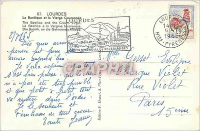Lourdes — A Basílica e a Virgem Coroada — Edição Pelerinages — Verso