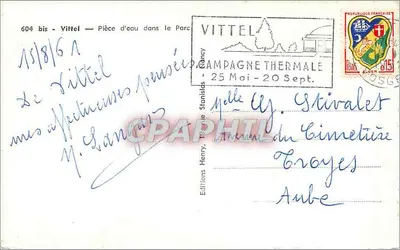 Vittel — Jezioro w Parku — Wydawnictwo Henry, nr 604 bis — Rewers