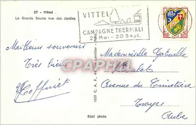 Vittel — Wielka źródło widziana z ogrodu — Cap — Rewers