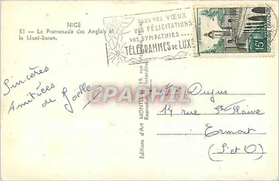 Nice — Promenade des Anglais i Mont-Boron — Éditions d'Art Monti — Rewers