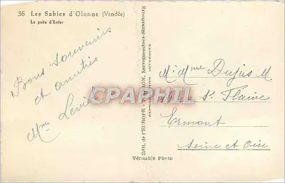 Les Sables d'Olonne (Vendée) — Studnia Piekielna — Wyd. Europ, seria i seria 36 — Rewers