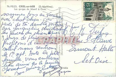 As gargantas de Mesnil no Caux — A Cegonha — editor La Cigogne — Verso