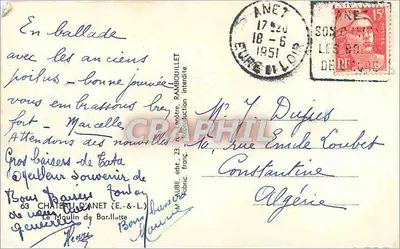Castelo de Anet — Moinho de Barillette — editor Rambouillet — Verso