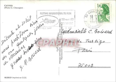 Cannes — widok panoramiczny i kwiaty mimozowy — wydawca G. Chassagne, nr 06.029.31 — Rewers