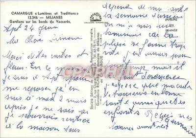 Wachters langs de randen van het V accarès — Camargue — Uitgave Couleurs Naturelles, n° 13.346 — Achterkant