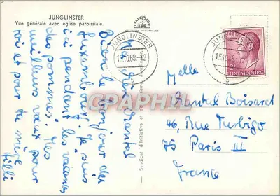 Junglinster — Vista geral com a igreja paroquial — Editora: Collection Naturelles — Verso