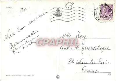 Como — Pamiątka — F.lli Clerici, Como — Rewers