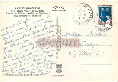 Ruínas do castelo de Chadenac — lenda sobre Aldigerius — editor IRIS — Verso