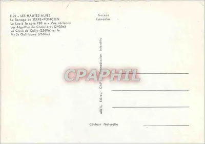 Wysokie Alpy — Zbiornik Serre-Ponçon — widok z lotu — wydawca ABEL, nr E 21 — Rewers