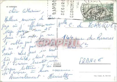 Zaragoza — widok ołtarza Niewidzialnej, centralnej placu z fontanną i katedry — C. JOSAN — Rewers