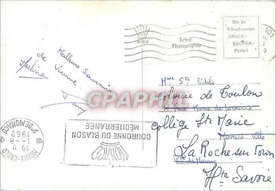 Wiedeń, Austria — widok panoramiczny z emblematami i znanymi miejscami — wydawca HDH Wien — Rewers