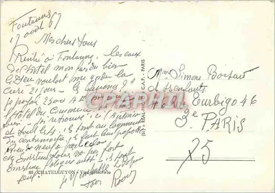 Vista de Fontainebleau — editor C.A.P. — n° 25 — Verso