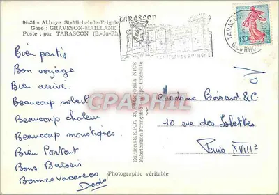 Abbaye Saint-Michel-de-Frigole — Tarascon — Wydawnictwo S.E.P.T. 34, NICE — Rewers