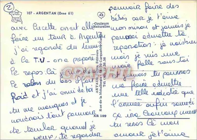 Argentan — vista della cattedrale, piazza del monumento ai caduti, giardino pubblico, maniero della Brétèche e i bordi dell'Orne — editore Couleurs Naturelles — Verso