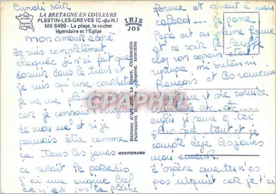 Plestin-les-Grèves — praia e igreja — Edições de Arte JOS — Verso