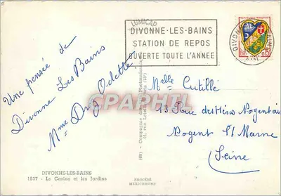 Divonne-les-Bains — O Casino e os Jardins — Iris — Verso