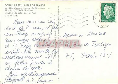 Zachód słońca nad portem — Saint-Tropez (Var) — Éditions Jean-Jaurès — Rewers
