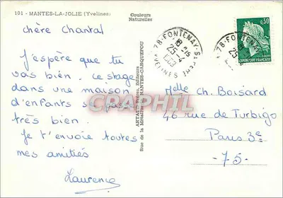 Mantes-la-Jolie — Vista generale, Péniches sulla Senna, Collegiata Notre-Dame, Vecchio ponte sulla Senna — Colori Naturali, n°101 — Verso