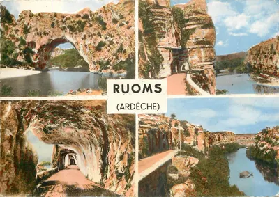 Ruoms (Ardèche) — paisagem de falésias e arcos naturais — Comhier Imp. (S.-et-L.)