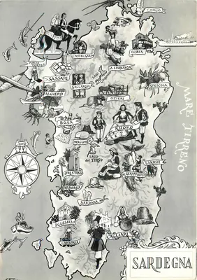 Sardenha — carta postal ilustrada com cenas locais — editada por VERA