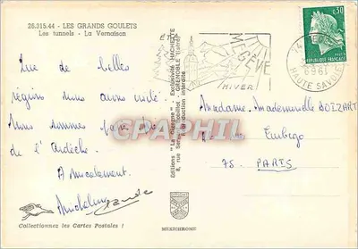 Os túneis - La Vernaison (Alta Saboia) — Edições 'La Grange' — Série 26.315.44 — Verso