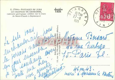 O Chapéu de Gendarme — paisagem com cachoeira — Edições J. Cellard, n° U. 57664 — Verso