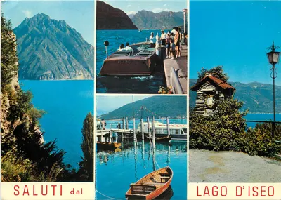 Lago d'Iseo — vista panorâmica, barco e pequeno edifício — Folonzi & Rivetta