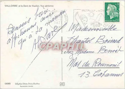 Vallorbe i Dent de Vaulion — Widok z lotnictwa — Géophoto, Wydawnictwo Denia Baulmous, nr 13089 — Rewers
