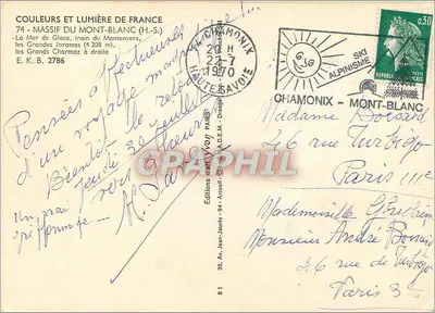 Morze lodowe, pociąg Montenvers — Chamonix-Mont-Blanc — Wydawnictwo Jean-Jaurès — Rewers