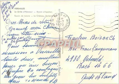 Versailles — Grade de Honra, Basílio de Apolo, Basílio de Latona, Castelo — Éditions d'Art — Verso