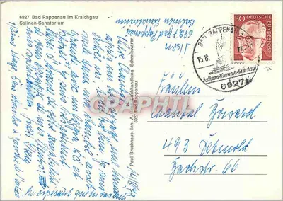 Bad Rappenau im Kraichgau — Salinen-Sanatorium — Paul Bruchhaus, Inh. A. Erdichhandlung, Schreibwaren — Rewers