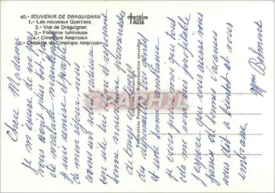 Draguignan — Pamiątka z Draguignan — Odet Color Adia nr 40 — Rewers