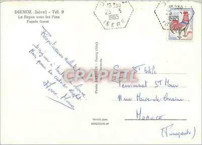 Diémoz (Isère) — O Repouso sob os Pinheiros — Facha Oeste — Foto Antonin (Ain) n° 1965 — Verso