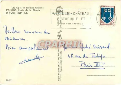 L'Oisans — Estrada da Bérarde — n°38-302 — Verso