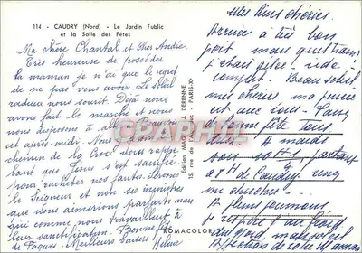 Caudry (Nord) - O Jardim Público e a Sala de Festas — Edição MAG - J. DERENNE - PARIS-X* — Verso