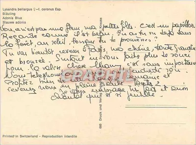 Lysandra bellargus — Azul Adonis — Druck und Verlag Krauss, n°660 — Verso