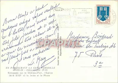 Collouère — Castelo-Forte e farol — Sociedade das cartas postais — Verso