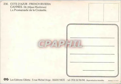Cannes — Promenade de la Croisette — Les Editions Gilletta — Rewers