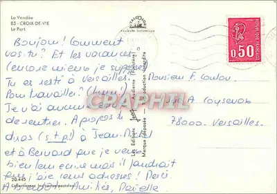 Port w La Baie — rybacy i łodzie — Jean, wydawca Audierne — Rewers