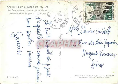 Plaża w Saint-Raphaël — Hotel Les Alques — Éditions d'Art YVON — Rewers