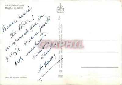 Zachód słońca — Morze Śródziemne — Les Éditions Mar - Bulwar Cimiez - Nice — Rewers